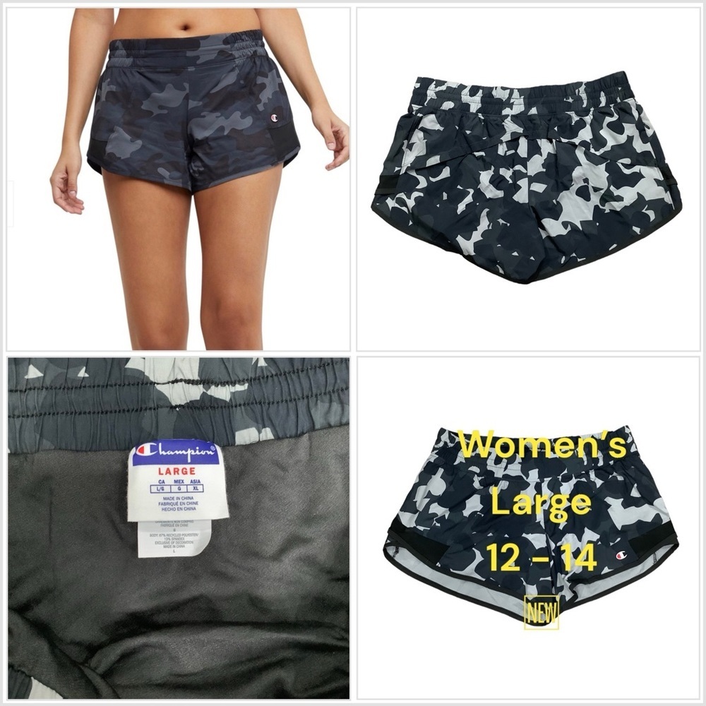 Women's Champion Large 12 - 14 Shorts Sport Camo Activewear Athletic Active New